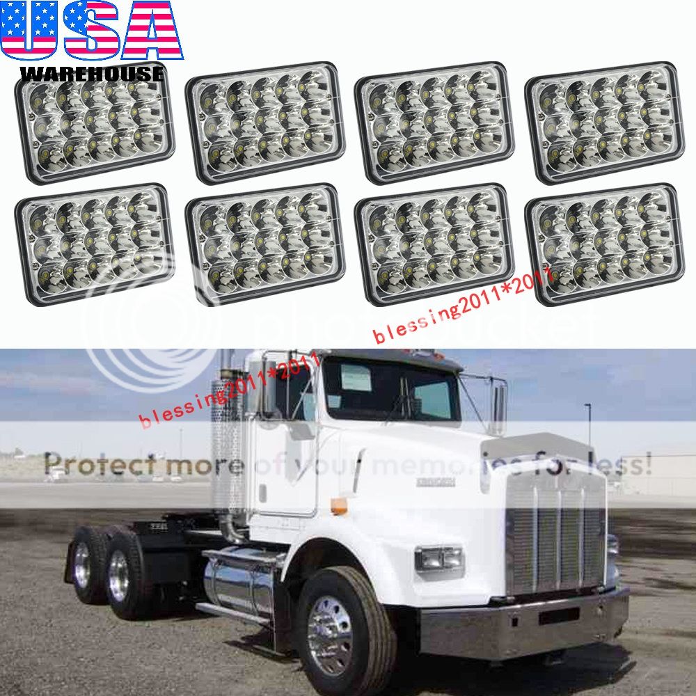 4 Pairs LED Headlights For Kenworth T400 T600 T800 W900B W900L Classic
