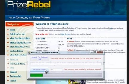 prizerebel 2012 points and cash generator