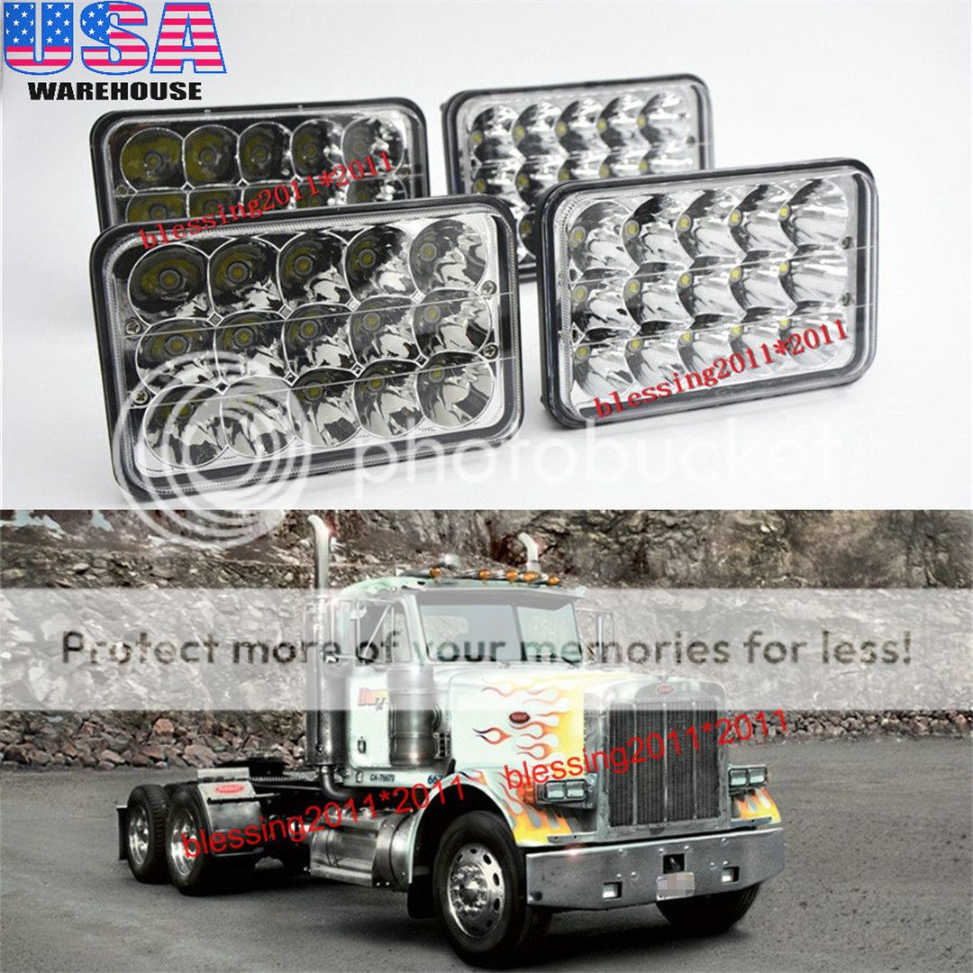 2 Pairs LED Headlights Sealed Beam Headlamps For FREIGHTLINER FLD 120 112 FLD